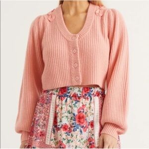 LoveShackFancy Pink Cashmere Cropped Cardigan size XS